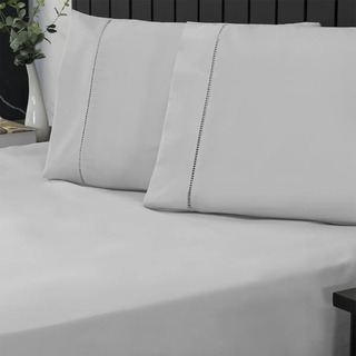 Jogo Cama Queen 400 Fios Ponto Palito 4 Pçs Antiácaro Macio Cor Cinza