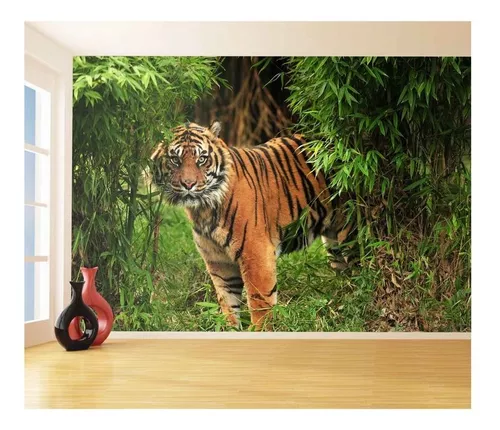 Papel De Parede Animais Tigre Paisagem 3D 6M² Anm120 em Promoção na  Americanas