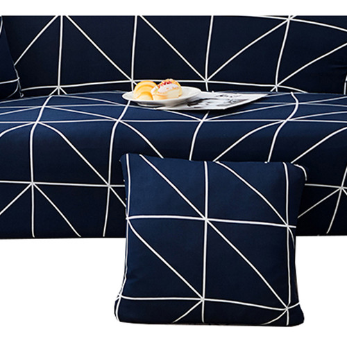 Funda Sillón Diseño Geo 2 Cuerpos Azul