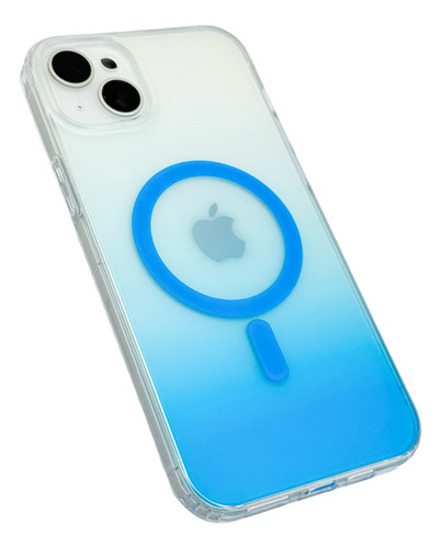 Funda Para iPhone 14 Plus Rigida Con Magsafe Efecto Degradado Azul