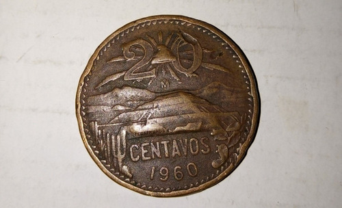 De Colección Moneda 20 Centavos 1960  Con Múltiples Errores.