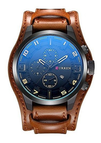 Reloj De Ra - Men's Sports Waterproof Leather Strap Date Wri