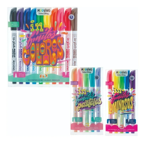 Set 20 Mooving Microfibras Colores Clasica Neon Pastel Lv