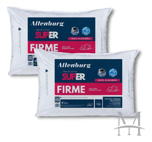 Kit 02 Travesseiros Altenburg Super Firme 0,48x0,68m Algodão Cor Branco