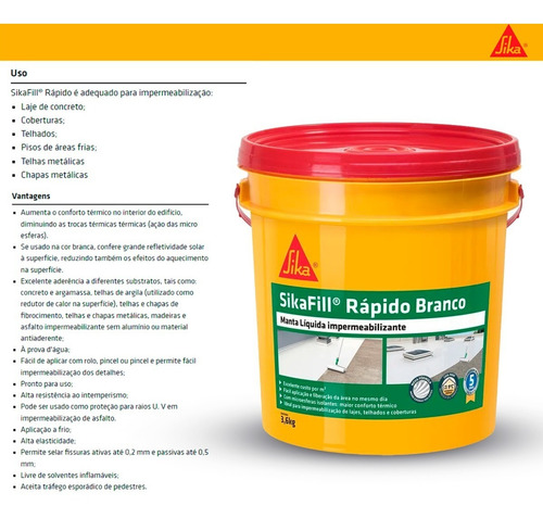 Manta Liquida Emborrachada Sikafill Rápido Sika 3,6kg