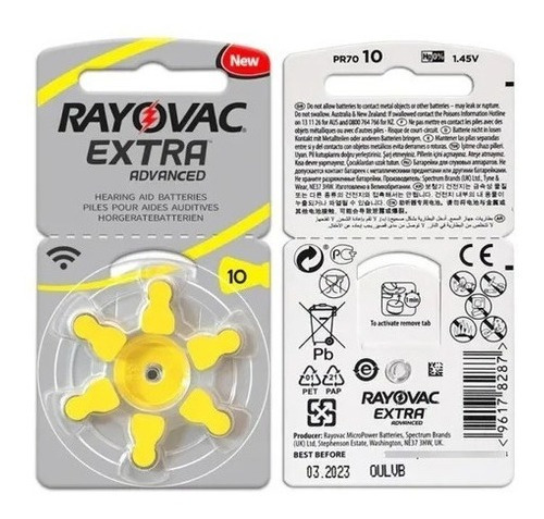 Rayovac Pilas Boton Para Audifono Baterias Unidades X6