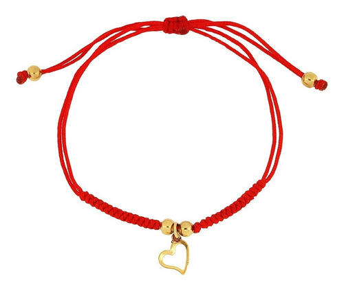 Pulsera Dije Corazón Amor Amistad Hilo Ajustable Rojo