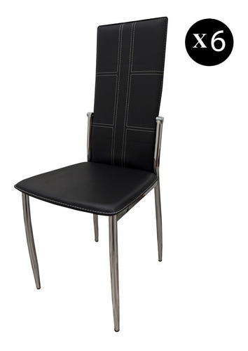 Silla Eco Cuero Color Negro Set X 6 Unid Oferta  Sheshu Home