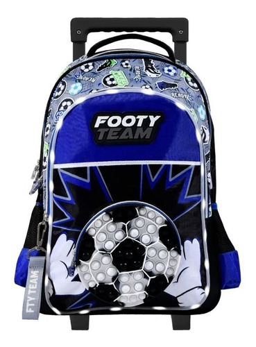 Mochila Carro 18  Footy Futbol Pop It Con Luz Led - Premium