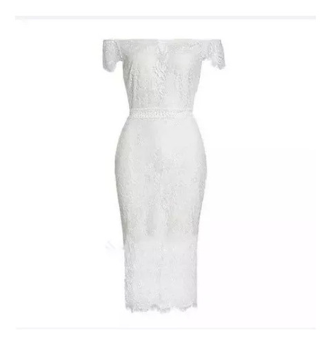 Vestido De Mujer Elegante Con Cuello En V Y Encaje Ajustado