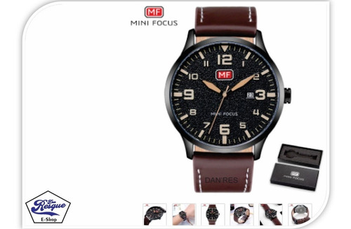 Relógio Mini Focus Mf0158g -marron De Luxo Pulseira De Couro