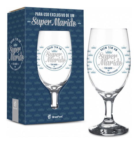 Taça Cerveja Chopp 330ml Windsor Familia - Super Marido Cor Azul