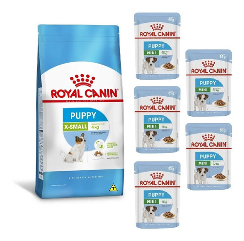 Kit X-small Junior 2,5kg E 5 Sachês Mini Puppy Royal Canin