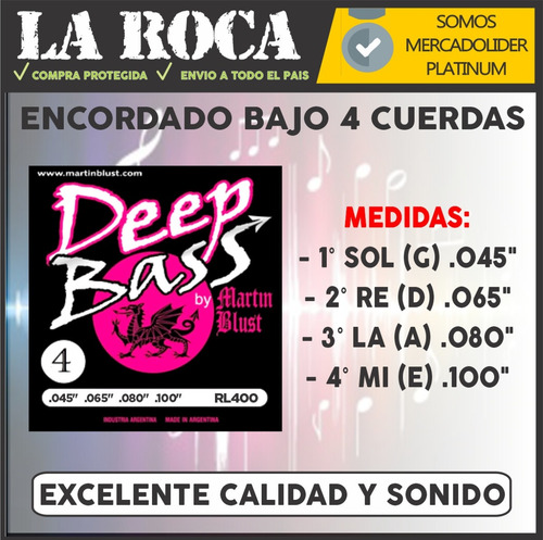 Imagen 4 de 10 de Encordado Bajo 4 Cuerdas 045 Martin Blust Rl400