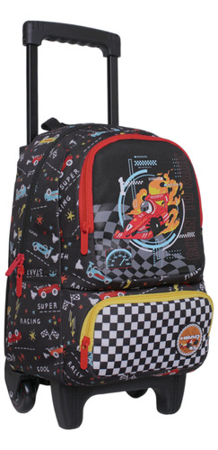 Mochila Con Ruedas Pequeña Winner Race Car Negro Head