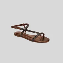 Comprar Sandália Rasteira Schutz Brilho Strass Metalizada Original