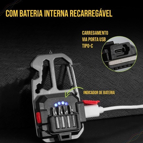 Lanterna Tática Multifuncional Mini Glare Cob Chaveiro Luz