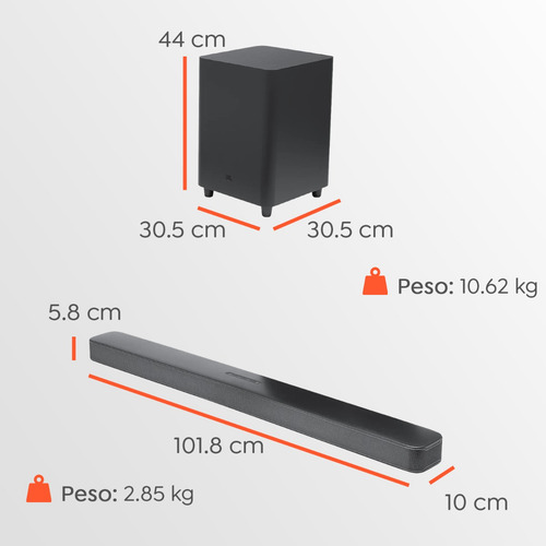 Barra De Sonido Jbl Bar 5.1 Canales Surround Con Subwoofer