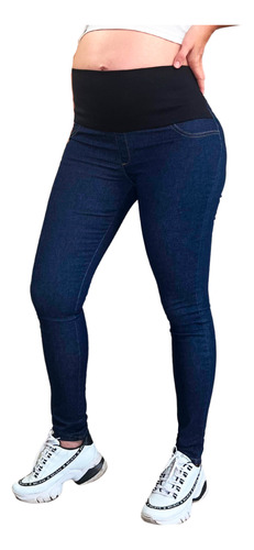 Calça Gestante Jeans Elástico Suplex Grávida Confortável