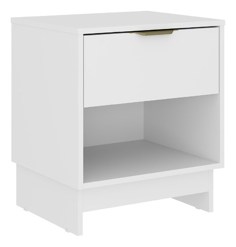 Mesa De Noche Hanaki En Mdp 48cm 1 Cajón Y Nicho Blanco