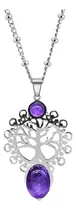 Comprar Collar Color Plata Dije Piedra Árbol De La Vida Para Mujer