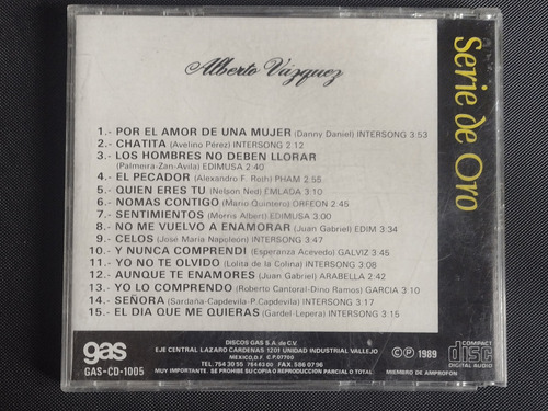 Alberto Vazquez 15 Exitos De Colección (Usado)