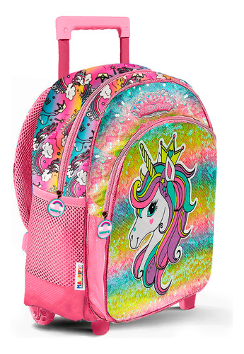 Mochila Escolar Carro Grande Unicornio Lentejuelas Original Nena Nenas Mujer Infantiles Bolso Mochilas Escolares Con Ruedas Jardin Pulgadas