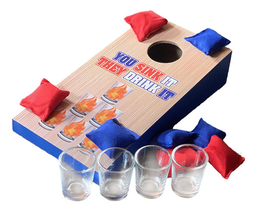 Juguete Cornhole Toss Club Con 4 Tazas De Madera Para Amigos