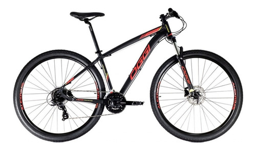 Mountain bike Oggi Hacker HDS 2020 aro 29 15" 24v freios de disco hidráulico câmbios Shimano Tourney TY700 y Shimano Tourney TX800 cor preto/vermelho/amarelo