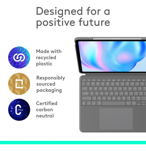 Funda Teclado Logitech Combo Touch Para iPad Air 13 M2 2024 Color Gris Oscuro