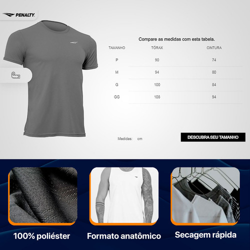 Camisa Penalty X Airdry Original Treino Academia Chumbo T-g
