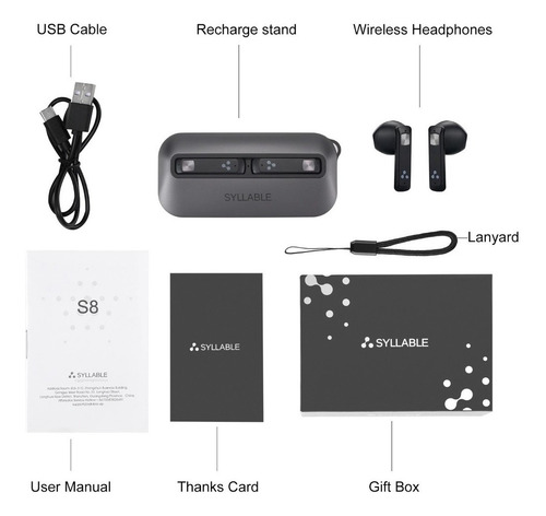 Imagem 6 de 8 de Fone De Ouvido Sem Fio Bluetooth Syllable S8 5hrs Ipx6 Bt5.0