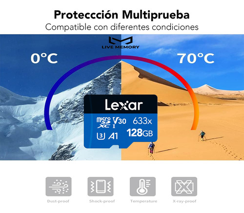 Tarjeta De Memoria Lexar 633x 128gb, 4k, Clase 10 Con Regalo