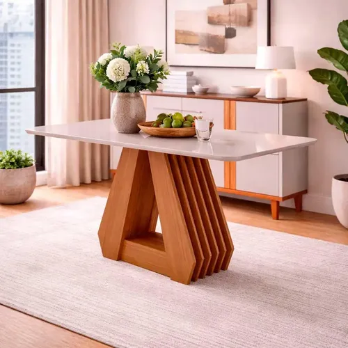 Mesa 180cm Para Sala De Jantar Cinamomo Tampo Off White | MercadoLivre