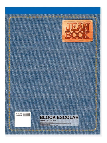 Block De Hojas Cuadriculado 70 Hojas Tamaño Carta Jean Book Color Azul