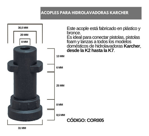 Acople Adaptador Foam Lance Gamma Karcher Black Annovi Etc