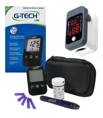 Kit G Tech Completo Aparelho Glicose Medidor Glicemia G-tech