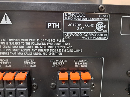 Receiver Amplificador Kenwood Vr-517 Negro (Usado)