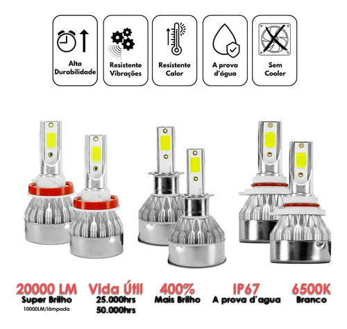 Kit Ultra Led Santa Fé 20000lm 2012/2019 Canceller Sem Erro Kit Ultra Led Santa Fé 20000lm 2012/2019 Canceller Sem Erro