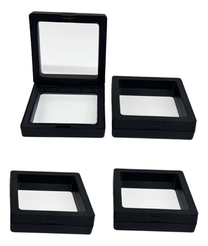 4x 3d Marco Flotante Estuche De Exposición Moneda Negro