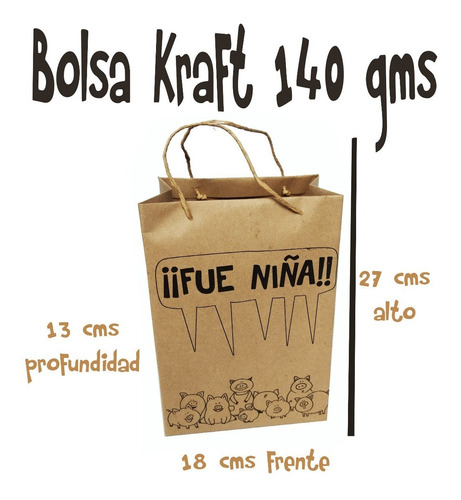 30 Bolsas Papel Kraft 27x18x13 Cms Regalos Eventos Mod 1750