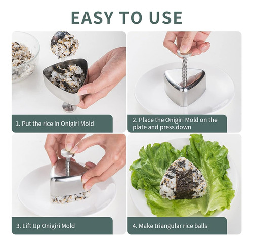 Molde De Acero Inoxidable Para Hacer Onigiri Paquete De 3