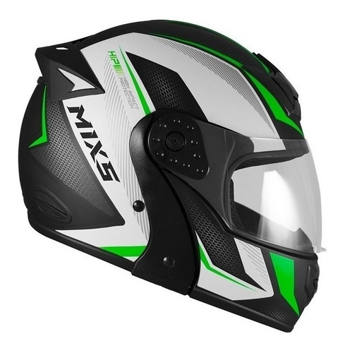 Imagem 2 de 4 de Capacete para moto escamoteável Mixs Gladiator verde neo fosco tamanho 56