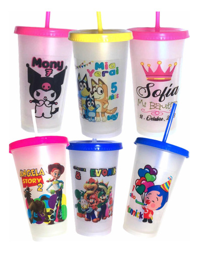 40 Vaso Dulcero Traslúcido Bolo Recuerdo 16 Oz Personalizado