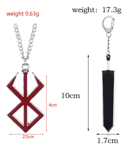 Collar Berserk De 3 Piezas Llavero Y Colgante De Anime