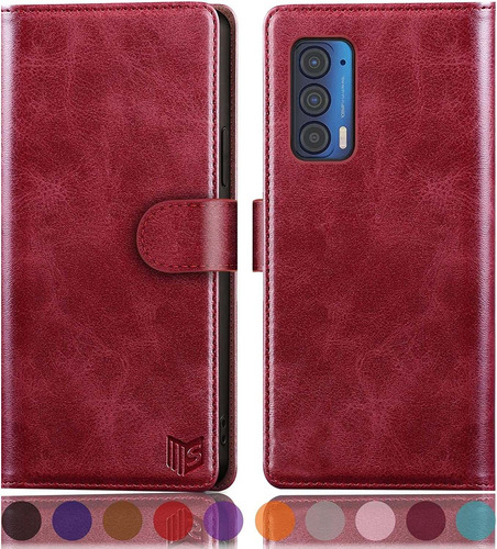 Funda De Cuero Para Motorola Moto Edge 2021 5g - Red