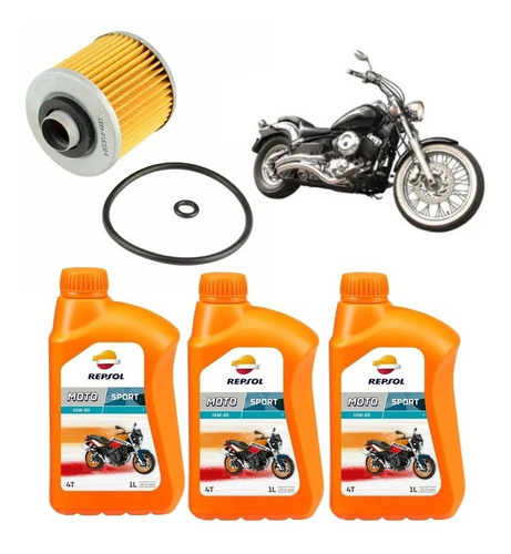 Kit Troca Xvs Dragstar 650 Repsol 15w50 Fvc014