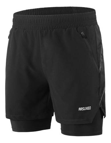 Shorts Deportivos 2 En 1 Transpirables Para Hombre