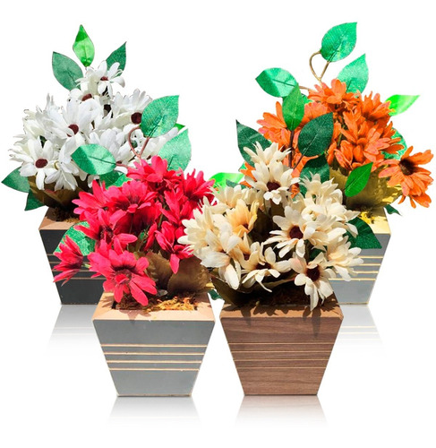 Arranjo De Flores Artificiais Decoração Vasos Margarida | MercadoLivre