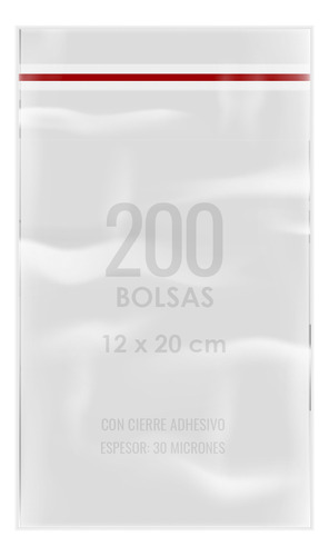 Pack Bolsas Celofan Plasticas Adhesivas 12x20cm 200 Unids